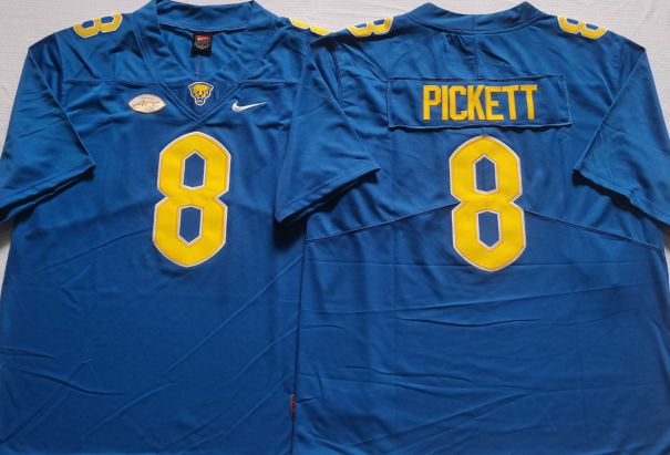 Men Pittsburgh Panthers #8 Pickett Blue Nike 2025 NCAA Jersey